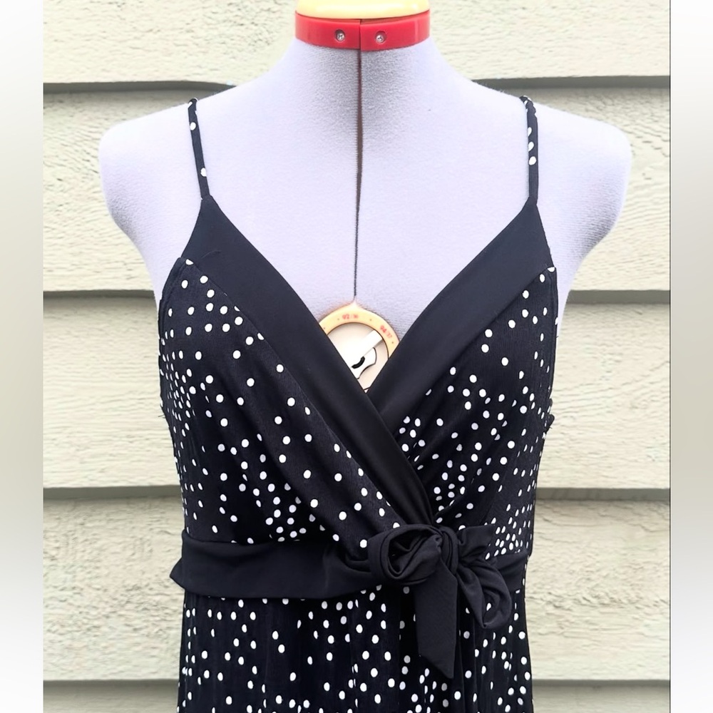 Vintage Jessica Black & White Polka Dot Midi Dress - Picture 2 of 2
